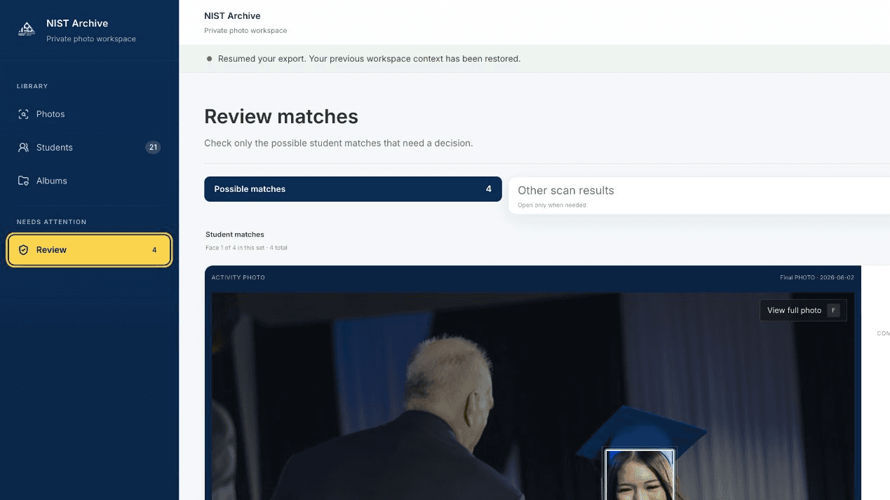 Review screen